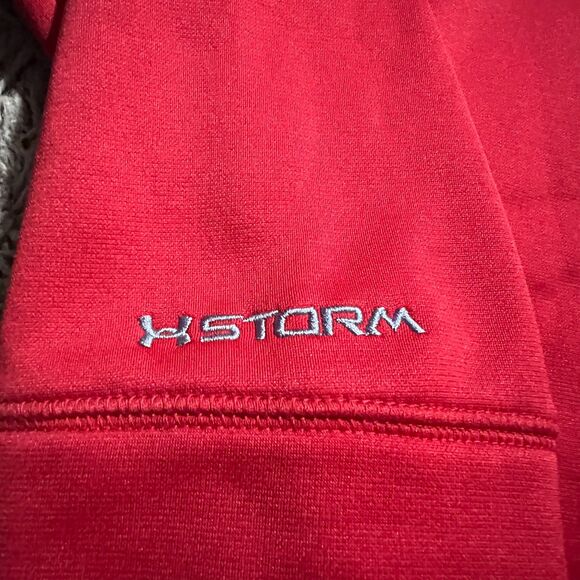 Under Armour UA Storm Men's Hoodie Large Loose Fit Cold Gear Red Silver - Picture 3 of 8